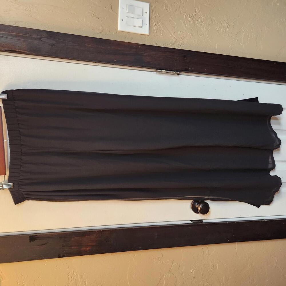Susan Graver Black Dress Pants with sheer overlay & Side Slits- Large - Picture 4 of 8